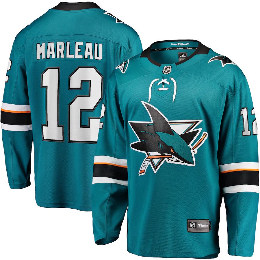 Men San Jose Sharks #12 Patrick Marleau Fanatics Branded Teal Replica Player NHL Jersey